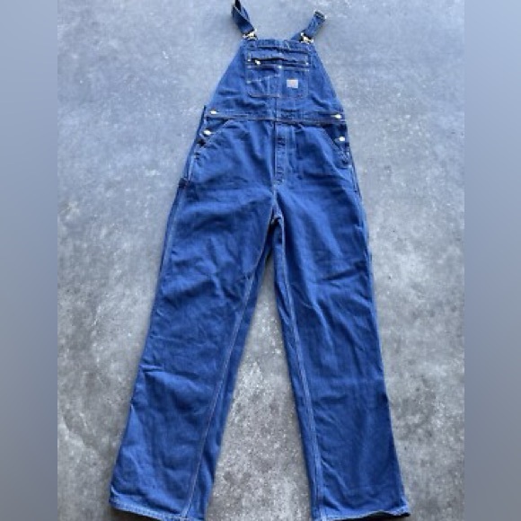Carhartt Denim Bib Overalls Blue Loose Fit Mens W32XL32 - Picture 1 of 4